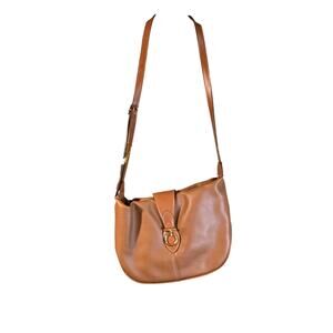 Vintage Michael Stevens Brown Leather Bag with Gold Hardware